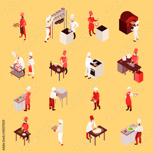 Professional Cooking Isometric Icons