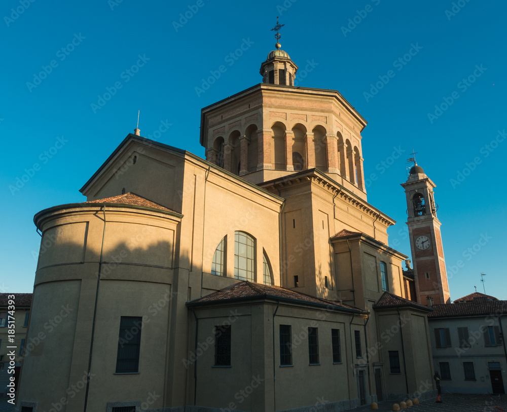 TREVIGLIO, October 30, 2017 - Sacred sanctuary of Treviglio at sunset after architectural renovation