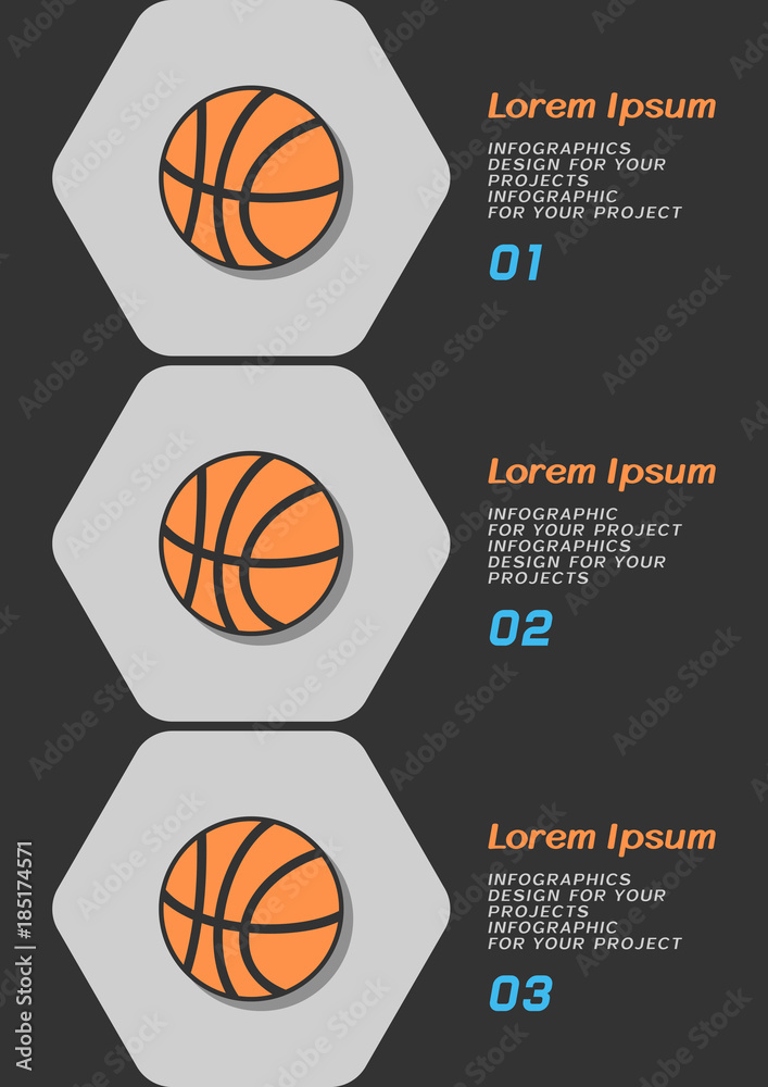 Brochure or web banner design with basketball icon