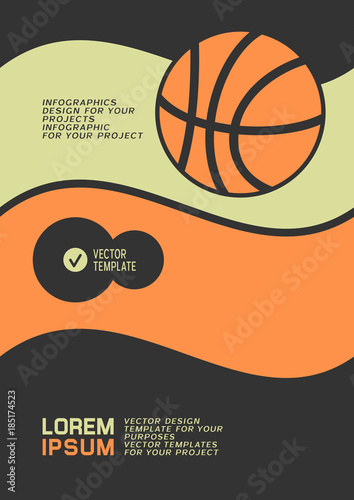 Brochure or web banner design with basketball icon © argentum
