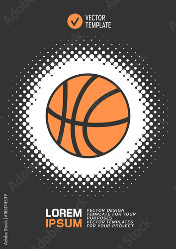 Brochure or web banner design with basketball icon