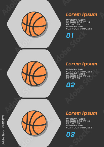 Brochure or web banner design with basketball icon