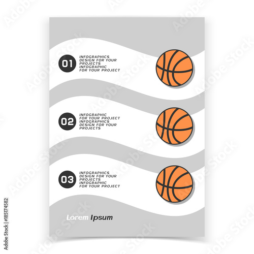 Brochure or web banner design with basketball icon