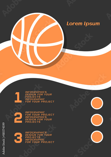 Brochure or web banner design with basketball icon