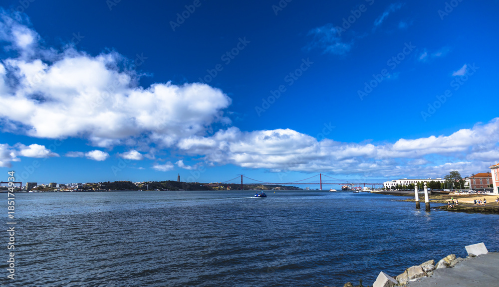 beautiful sunny day on the River Tejo in Lisbon