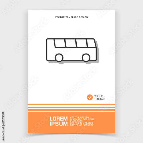 Brochure or web banner design with bus icon