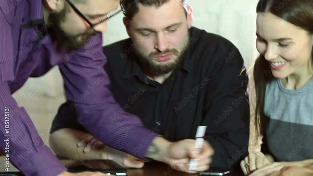 Startup business people group working in coffee shop Startup business people group working in coffee shop