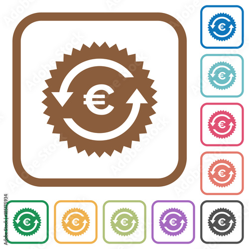 Euro pay back guarantee sticker simple icons