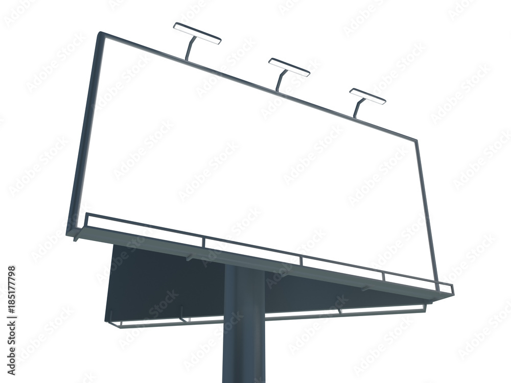 Obraz premium 3D rendering of blank billboard (empty advertisement) isolated on white background