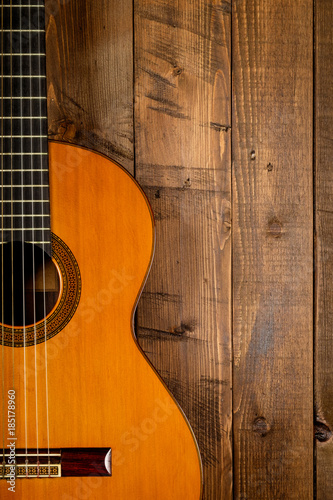 guitar in wood background