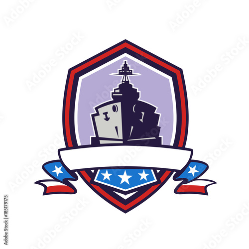 Battleship Stars Stripes Crest Retro