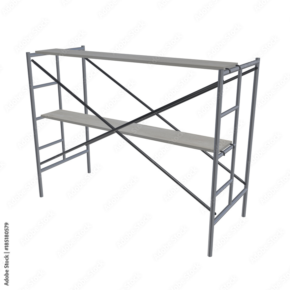 Scaffolding metal construction isolated on white. 3d render illustration Scaffolding metal construction isolated on white. 3d render illustration