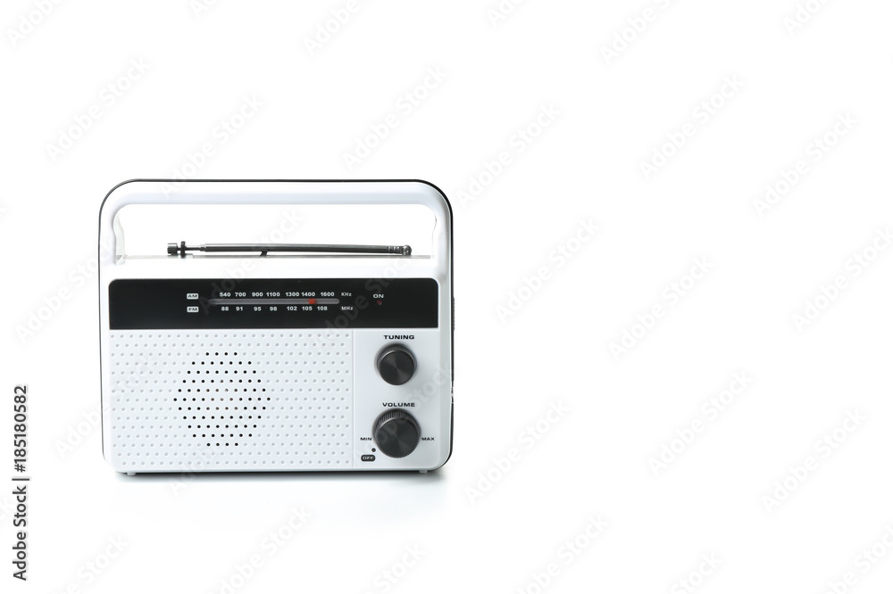 Modern radio on white background