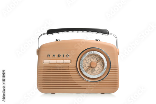 Stylish radio on white background photo