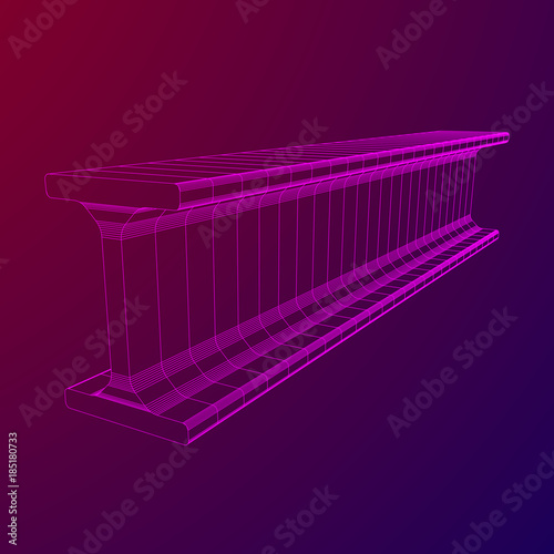 Wireframe low poly mesh construction metallurgy beam profile symbol vector illustration