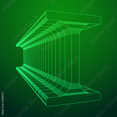 Wireframe low poly mesh construction metallurgy beam profile symbol vector illustration