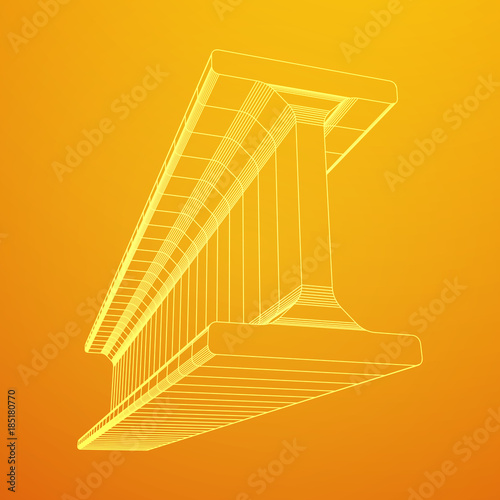 Wireframe low poly mesh construction metallurgy beam profile symbol vector illustration