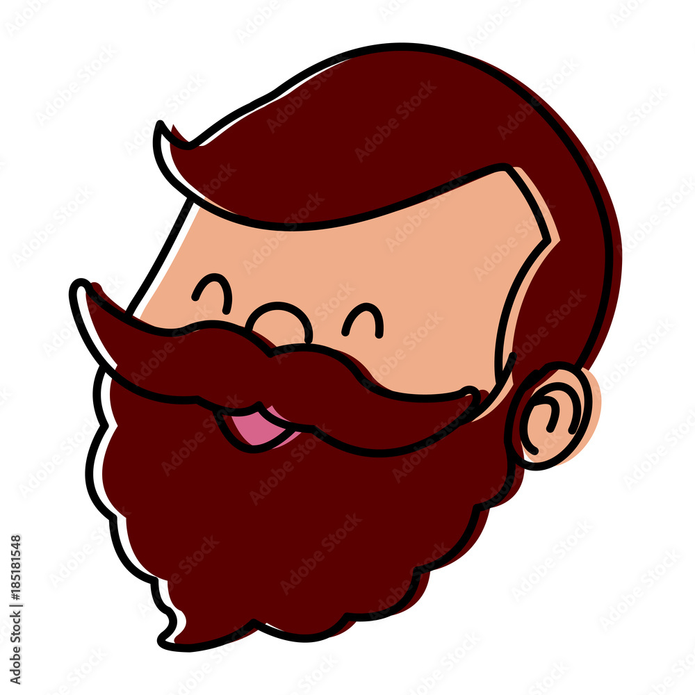 Obraz premium Grandparent face with mustache face cartoon