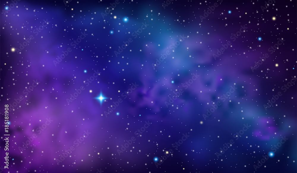 Purple Sky with Nebula and Stars
