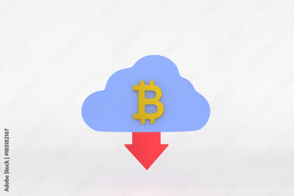 3d rendering of bitcoin sign with cloud 3d rendering of bitcoin sign with cloud
