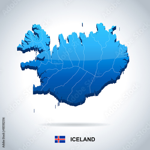 Iceland - map and flag - Detailed Vector Illustration photo