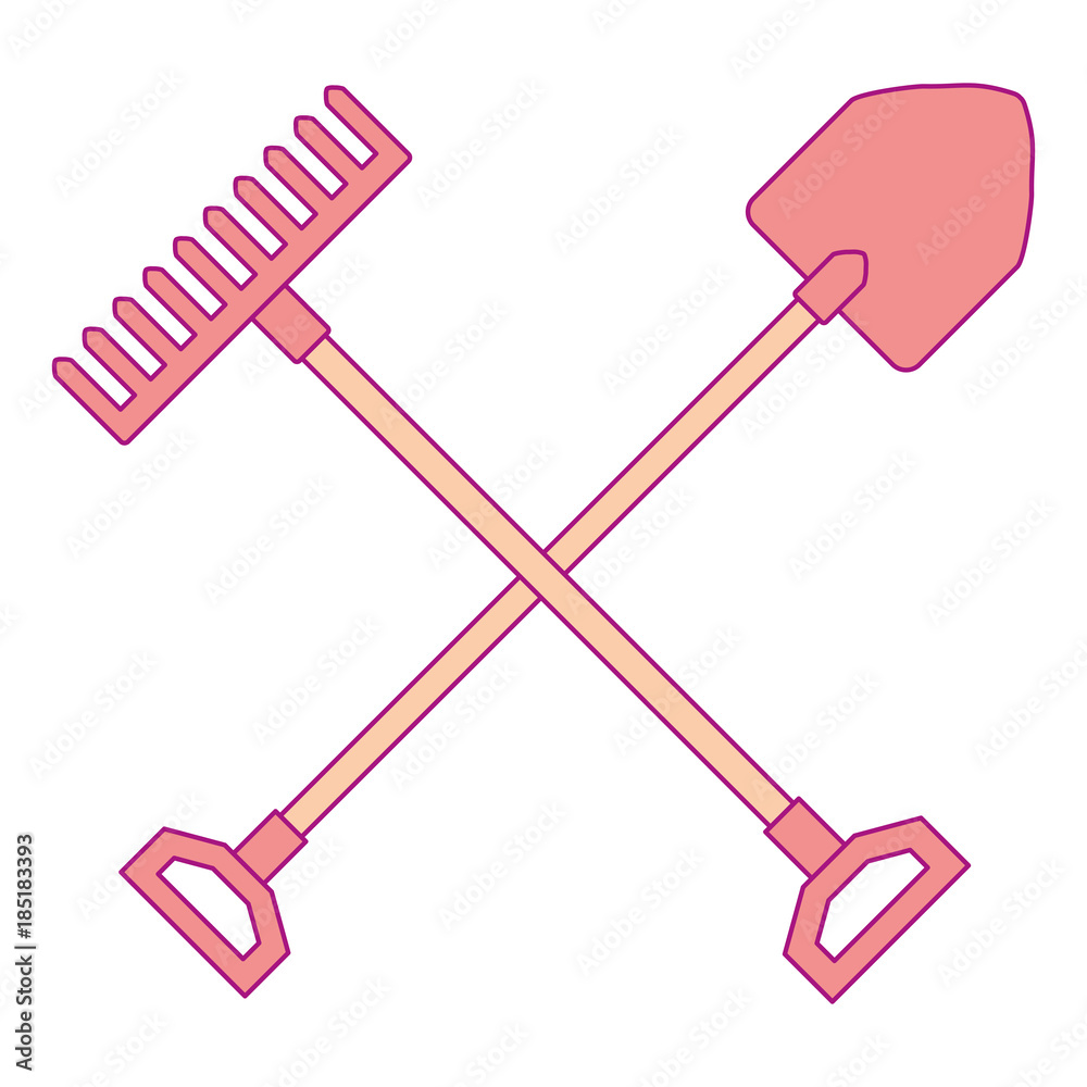 gardening shovel with rake vector illustration design gardening shovel with rake vector illustration design
