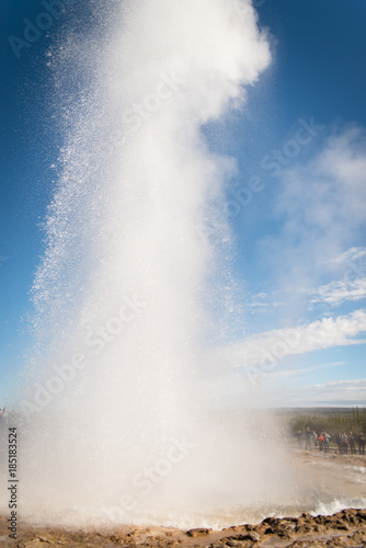 A geyser erupting in Iceland. 