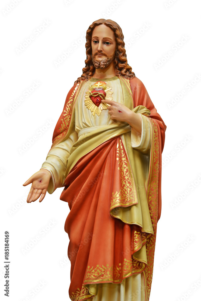 Fototapeta premium Sacred Heart of Jesus statue isolated