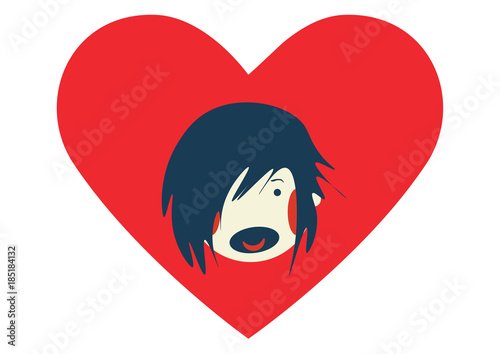 PrintScared kid and heart shape. Concept illustration against sexual harassment, abuse and violence. Kids Rights supporting vector  illustration.