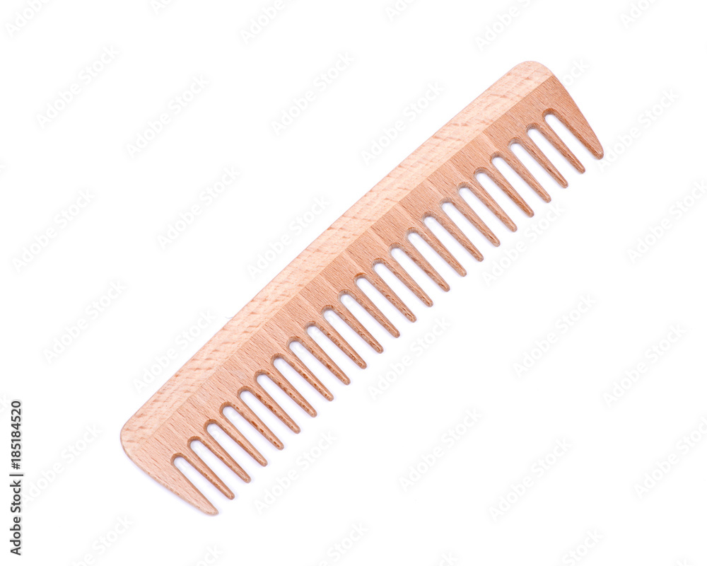 Anti static wooden comb isolated on white background