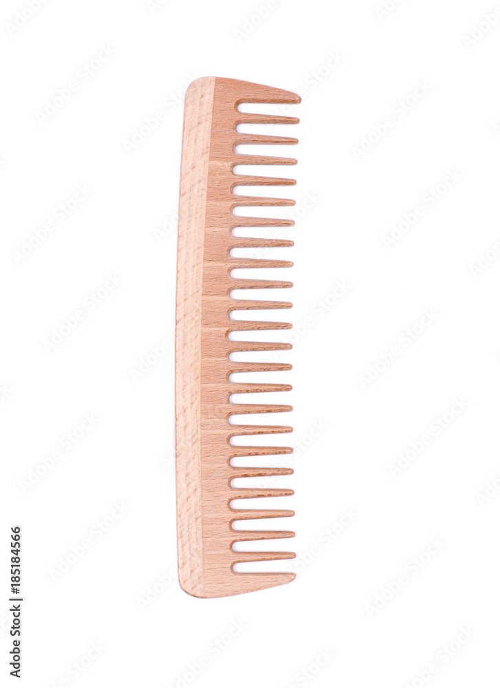 Anti static wooden comb isolated on white background