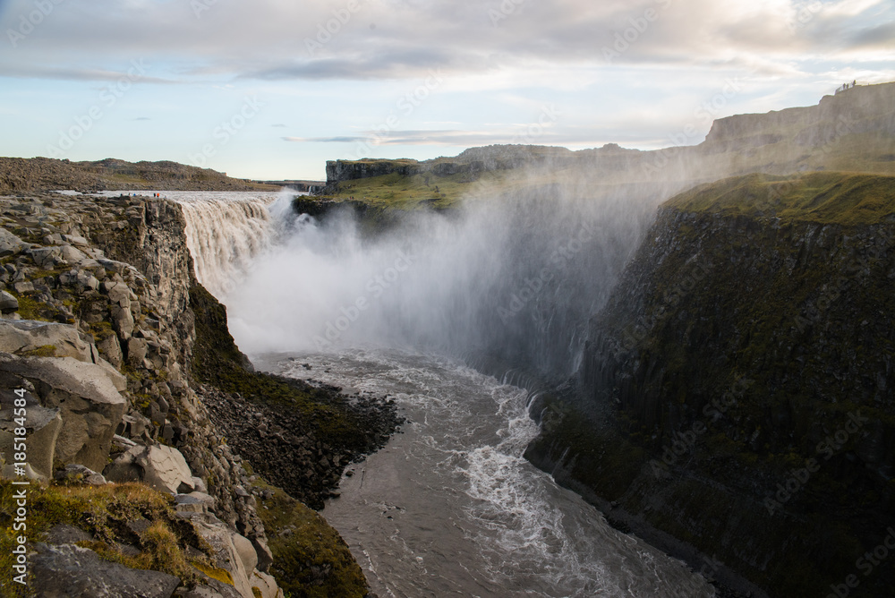 Landscape view of Dettifoss in Iceland, the most powerful waterfall in Europ. 