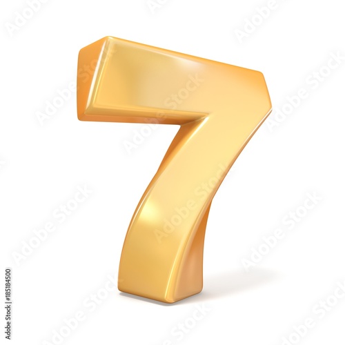 Orange twisted font number SEVEN 7 3D