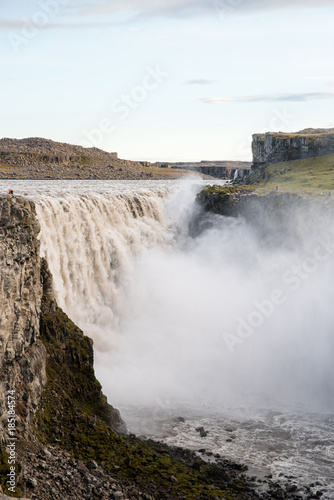 Landscape view of Dettifoss in Iceland, the most powerful waterfall in Europ. 