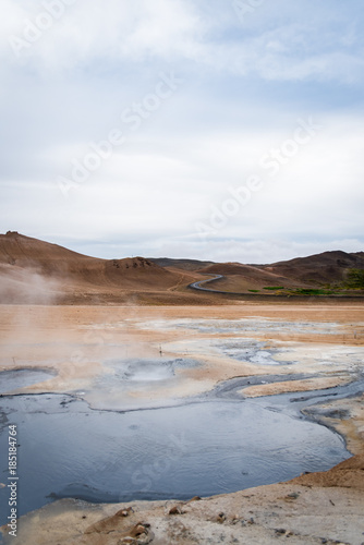 Geothermal land and mountains in Iceland. 