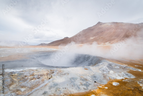 Geothermal land and mountains in Iceland. 