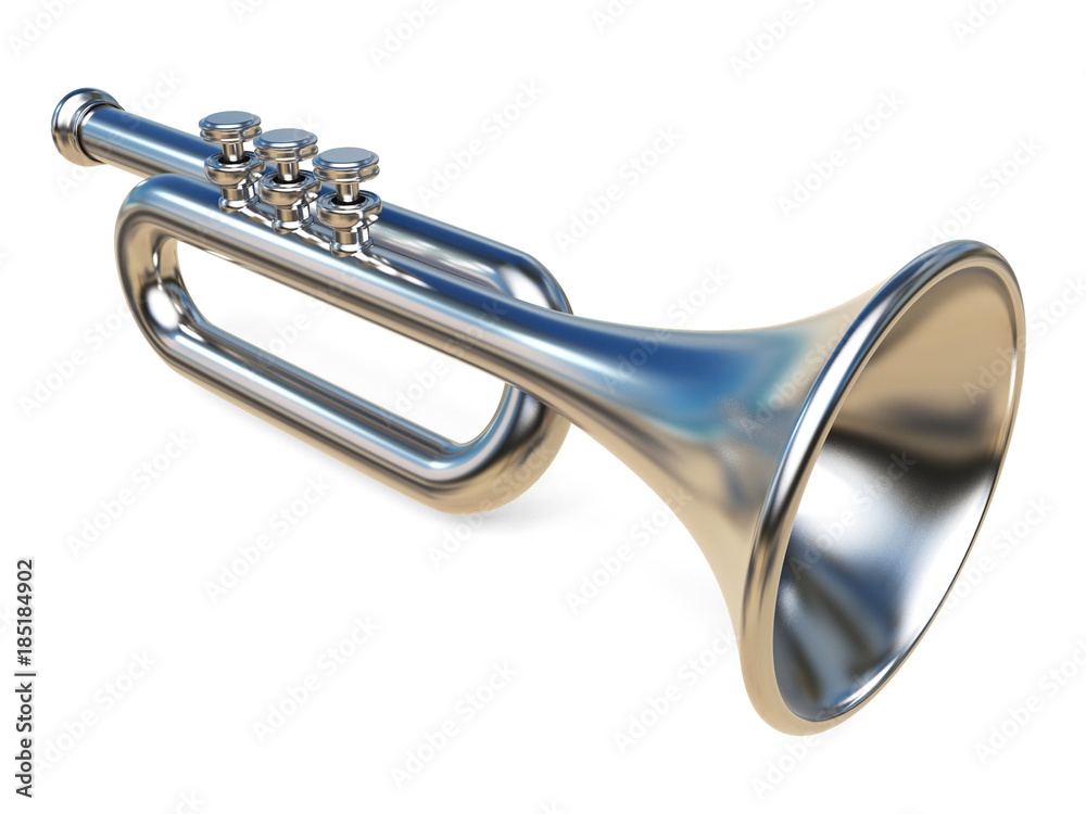 Obraz premium Simple silver trumpet 3D