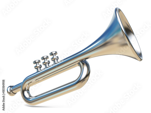 Simple silver trumpet 3D