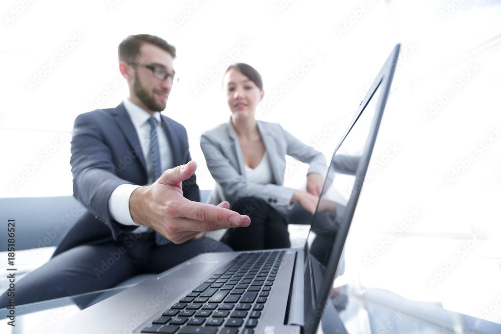 business colleagues working with laptop