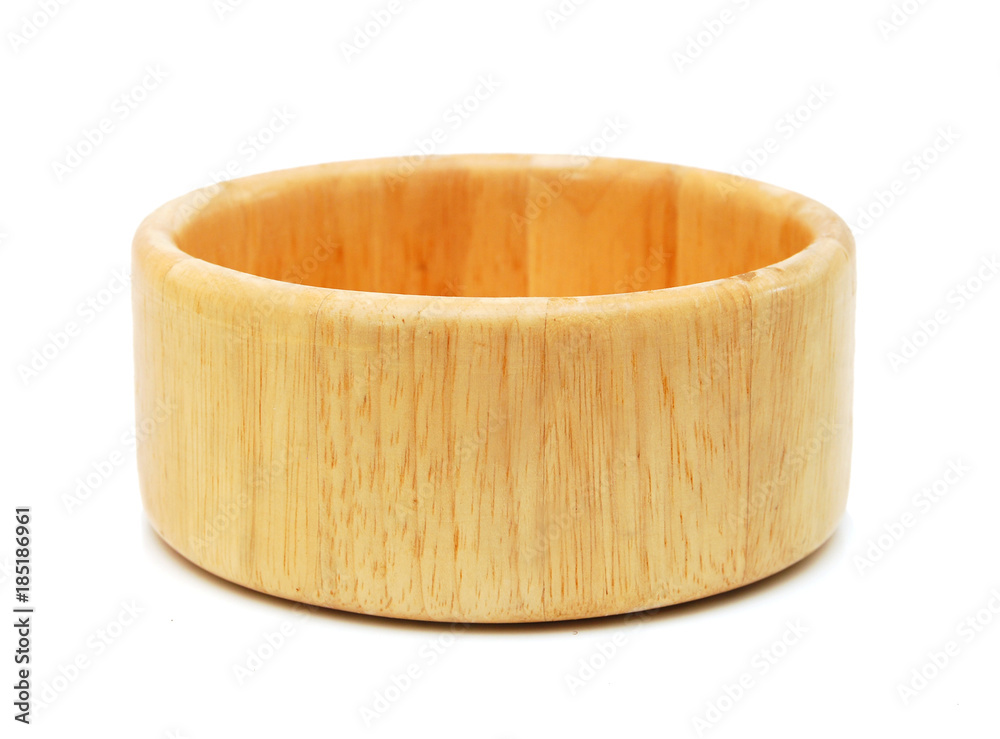 wooden bowl on white background