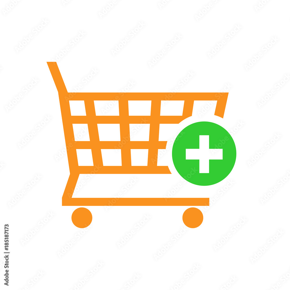 Shopping cart, supermarket trolley icon. Vector Illustration