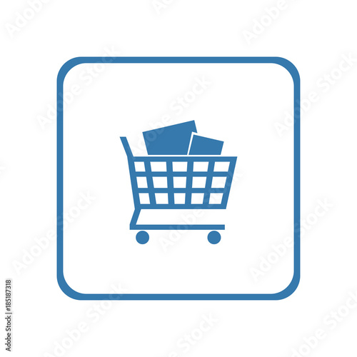 Shopping cart, supermarket trolley icon. Vector Illustration