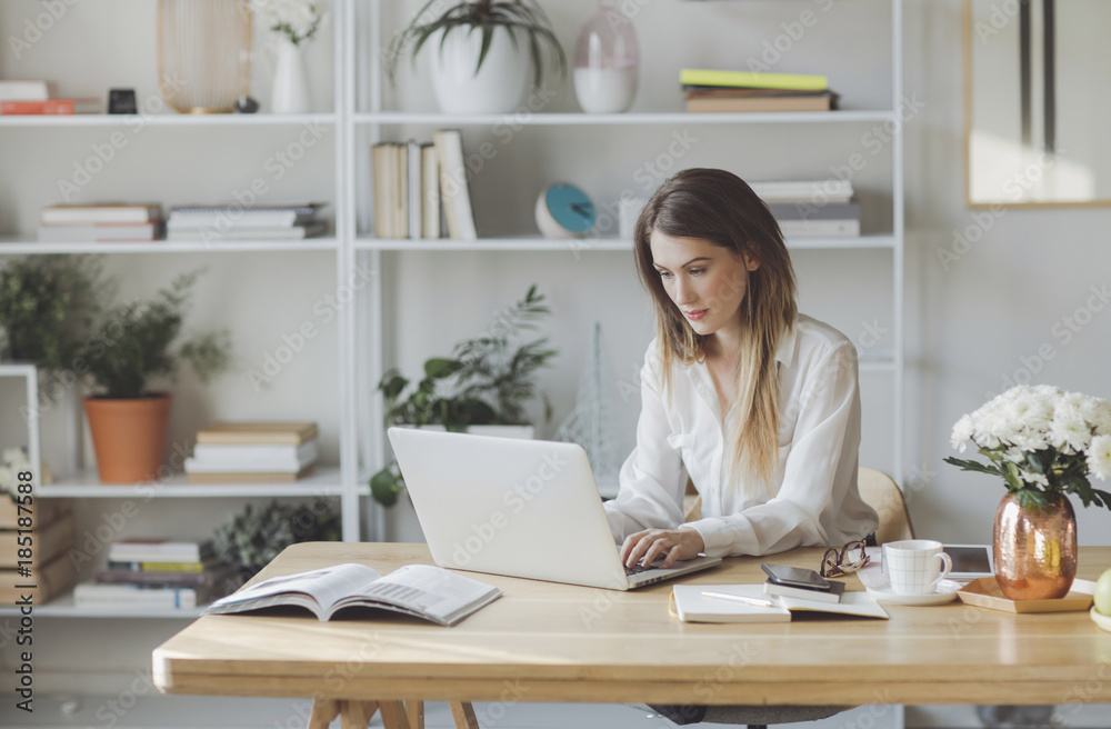 Businesswoman Working at Her Office Businesswoman Working at Her Office
