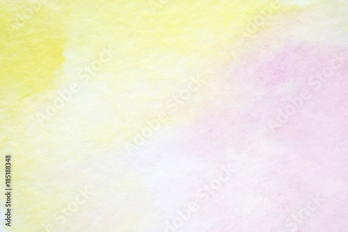 Violet, purple and yellow abstract watercolor painting textured on white paper background