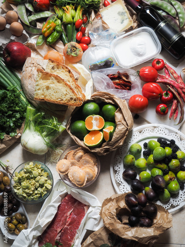 Pile of fresh ingredients to be used in cooking