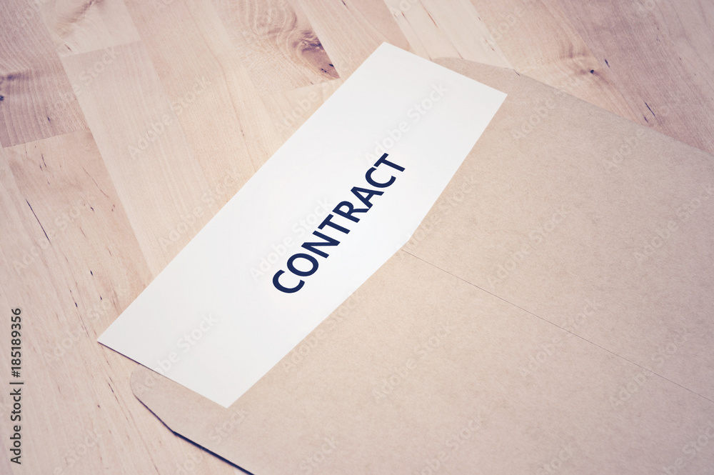 Contract documents and document envelope : Business concept Contract documents and document envelope : Business concept