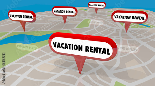 Vacation Rentals Getaway Stay Map Pins Locations 3d Illustration