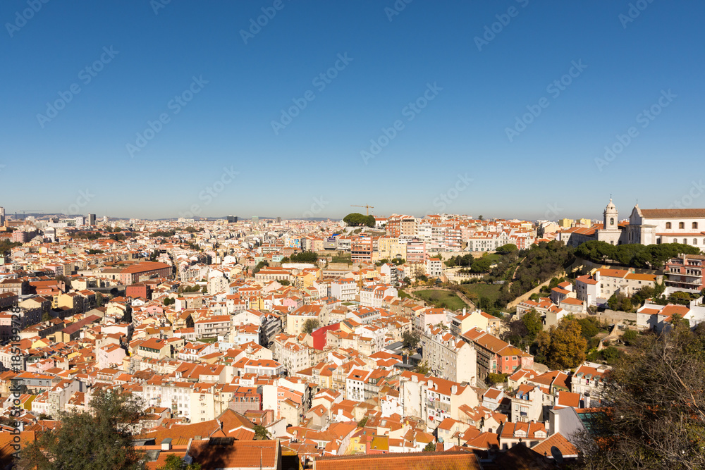 Vista do horizonte de Lisboa, Portugal. Dezembro de 2017