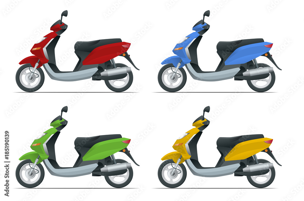 Trendy electric scooter, isolated on white background. Isolated electric scooter, template for branding and view Stock | Adobe Stock