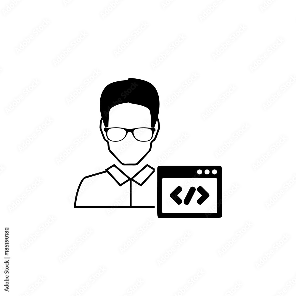 Developer Thin Line Icon Avatar Of Man With Program Code Modern Vector  Illustration Royalty Free SVG Cliparts Vectors And Stock Illustration  Image 123630657